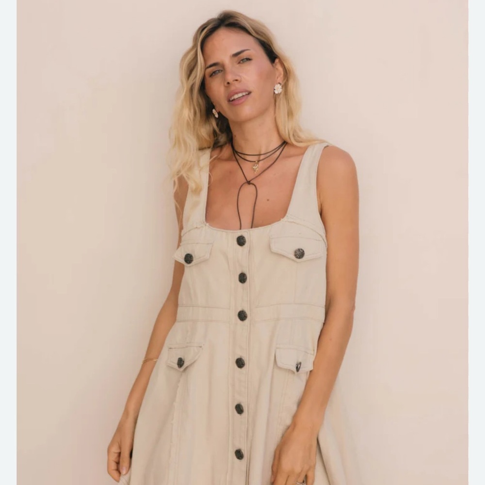 POL Sleeveless Dress with Buttons